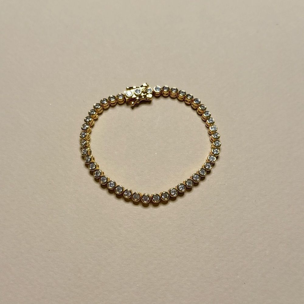 Gold Tennis Bracelet #1942 View 2
